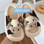 Zapatillas de lino con dibujos animados de vaca 🐮Sandalias de lino antideslizante